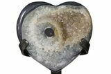 Quartz Crystal & Agate Heart with Metal Stand - Uruguay #128075-1